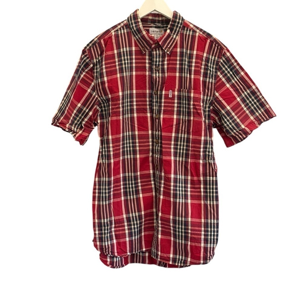 Carhartt Plaid Relaxed Fit Short Sleeve Button Down Shirt Size XL 100% Cotton